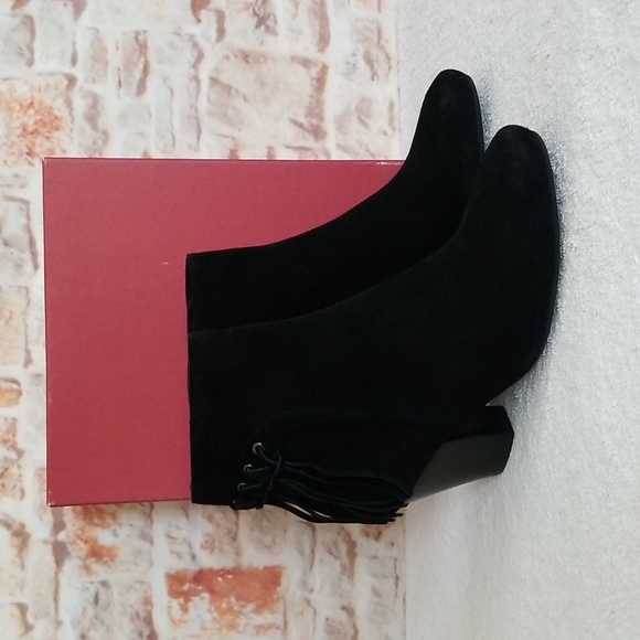 New Vaneli Jeroen Suede Fringe Booties - Picture 1 of 14